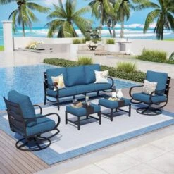 Captiva Designs 5pc Metal Patio Furniture Conversation Set With Swivel Chairs And Ottomans For Garden Porch Backyard 27 Captiva Designs 5pc Metal Patio Furniture Conversation Set With Swivel Chairs And Ottomans For Garden Porch Backyard -Furniture GUEST 8c5addae fc7a 42e6 b1a0 4cf05be42708