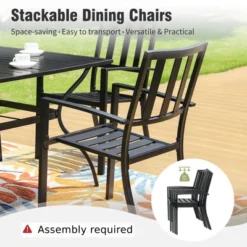 Captiva Designs 9pc Outdoor Patio Adjustable Steel Rectangle Dining Table & Metal Stackable Chairs 23 Captiva Designs 9pc Outdoor Patio Adjustable Steel Rectangle Dining Table & Metal Stackable Chairs -Furniture GUEST 8d0474f3 dee7 43af a809 0fe24bbd9e54 5
