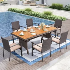 Captiva Designs 1pc Outdoor Patio Acacia Wood Dining Table With 1.96" Umbrella Hole -Furniture GUEST 8d493b4f b50f 4396 a84f b2103d75489c 1