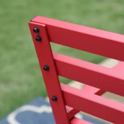 Outdoor Steel Single Seat Garden Arm Chair - Red - Captiva Designs -Furniture GUEST 8db4d433 b30e 4965 a88c 895c09fe0283