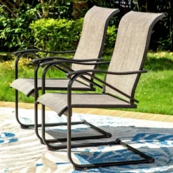 Captiva Designs 7pc Patio Dining Set With Steel Frame Rectangle Table & C-spring Sling Chairs -Furniture GUEST 8e374713 f044 45a2 82ae dba093985143