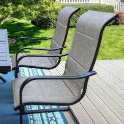 Patio Set With Steel Table With 1.57" Umbrella Hole & Metal Sling C-Spring Arm Chairs - Captiva Designs -Furniture GUEST 8e68fa6f cb62 4e22 b0fa 6ad098c2666f 2