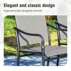 Captiva Designs 5pc Patio Dining Steel Dining Table With Umbrella Hole & Gray Textilene Arm Chairs -Furniture GUEST 8e7061c2 e6f9 4642 9791 14c0264eab78 1