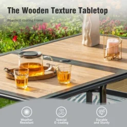 Captiva Designs 7pc Patio Dining Set With Steel Frame Rectangle Table & C-spring Sling Chairs -Furniture GUEST 8f8fab28 a135 4f77 86b2 f4845529d849 1