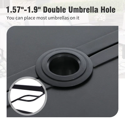 Captiva Designs 8pc Patio Dining Set With Rectangular Table & Armrest Rattan Chairs & Market Umbrella 6 Captiva Designs 8pc Patio Dining Set With Rectangular Table & Armrest Rattan Chairs & Market Umbrella - Image 4