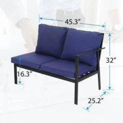 4pc Patio Corner Conversation Set - Blue - Captiva Designs -Furniture GUEST 8ff9b6b9 1313 4eaf 98a5 f011f2972e52