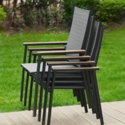 5pc Patio Dining Set With Mesh Square Table & Aluminum Frame Sling Chairs - Captiva Designs: Outdoor Furniture Ensemble -Furniture GUEST 901c8f16 b978 4c0f b982 c4d32bb43048