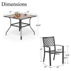 Captiva Designs 5pc Patio Wood-look Square Dining Table With Umbrella Hole & Metal Arm Chairs -Furniture GUEST 9028809f 42c1 46d4 b80a 872b610a4f15