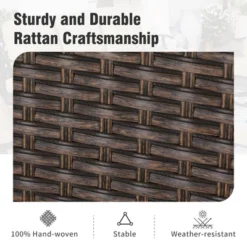 Captiva Designs 7pc Patio Slatted Top Steel Dining Table With Umbrella Hole & Cushioned Armrest Rattan Chairs -Furniture GUEST 908d3206 aa9f 4426 a79b 5493b82be6b2 4