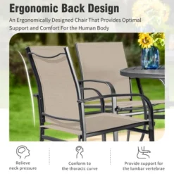 Captiva Designs 7pc Patio Dining Set Wood-look Rectangle Table With Umbrella Hole & Sling Fixed Chairs -Furniture GUEST 915b1f97 6a98 4dce bd60 42966e38a96c