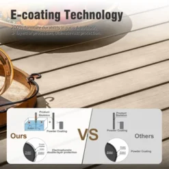 Captiva Designs 9pc Spacious Slat-top Square Metal Table & Rattan Metal Chairs With Thick Cushions -Furniture GUEST 917d41b1 3338 42e2 9c2b cc1f854abe4d