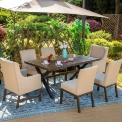 2pk Outdoor Dining Chairs With Metal Frame - Captiva Designs: Rust-Resistant, E-Coated, Polyester Cushions -Furniture GUEST 92457b75 2249 41c1 a60d 32c2d4d8c2ff