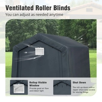 Captiva Designs Outdoor Portable Storage Shelter - Garage Tent With Roll-Up Zipper Doors & Vents For Motorcycles And Bikes (Gray) 11 Captiva Designs Outdoor Portable Storage Shelter - Garage Tent With Roll-Up Zipper Doors & Vents For Motorcycles And Bikes (Gray) - Image 9