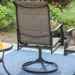 2pk Steel Patio 360 Swivel Padded Arm Chairs With Sling Seat & Back - Captiva Designs -Furniture GUEST 93ac0c91 03e1 461c a8dc 27feb09cadce