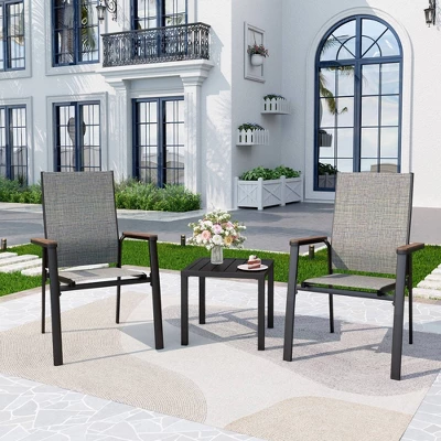3pc Patio Dining Set With Small Square Side Table & Lightweight Sling Chairs - Captiva Designs: Outdoor Conversation Set 12 3pc Patio Dining Set With Small Square Side Table & Lightweight Sling Chairs - Captiva Designs: Outdoor Conversation Set - Image 10