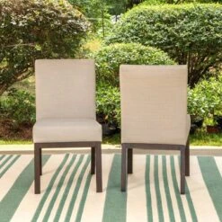 2pk Outdoor Dining Chairs With Metal Frame - Captiva Designs: Rust-Resistant, E-Coated, Polyester Cushions