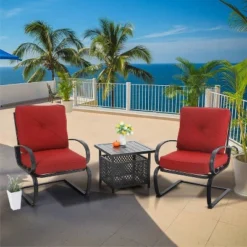 Captiva Designs 3pc Patio Bistro Set With Square Umbrella Table -Furniture GUEST 93fbdbc6 b839 4753 91b4 9262f580c0c1
