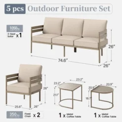 Captiva Designs 4 Pieces Outdoor Patio Wood-Like Furniture Conversation Set With Ultra Thick Cushion And Nesting Coffee Table -Furniture GUEST 94c6a59c e98d 451c 9c55 ab76f9dfed30