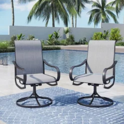 Captiva Designs Outdoor Dining Breathable Quick-dry Sling Steel Chairs With 360 Degree Swivel -Furniture GUEST 94d60a31 32d9 43e4 b283 7b79f57951a4