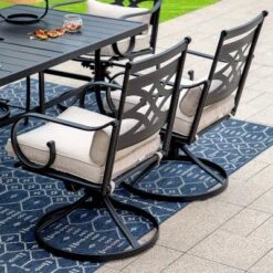 5pc Outdoor Dining Set: Swivel Chairs, Round Table, Umbrella Hole - Captiva Designs -Furniture GUEST 95056b62 7ddd 4c78 85f8 443c47aeabb7