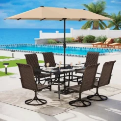 Rattan/Steel 360 Swivel Patio Dining Arm Chairs - Captiva Designs -Furniture GUEST 961676ba c832 4a63 a031 7b7528ec6e76