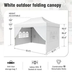 Captiva Designs 10x15 Pop Up Outdoor Commercial Heavy Duty Party Tent, White -Furniture GUEST 966467d2 b1ec 4b44 b4e2 5df0b21547d6