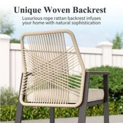 Captiva Designs Outdoor Patio Dining Bar Set With Steel Bar Table & Rattan Bar Stools With Cushions -Furniture GUEST 9671c9f6 a828 4d7b 8657 0640829c6a07