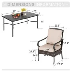 Captiva Designs 7pc Patio Dining Set With Rectangle Steel Table & Rattan Metal Arm Chairs -Furniture GUEST 96dbb931 ae73 4150 b58b 49e18a25a95f