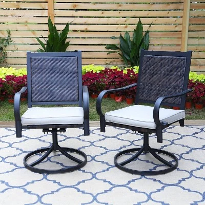 7pc Patio Dining Set With 360 Swivel Chairs With Cushions And 59"x35" Steel Table - Captiva Designs 10 7pc Patio Dining Set With 360 Swivel Chairs With Cushions And 59"x35" Steel Table - Captiva Designs - Image 8