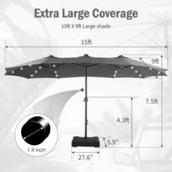 Captiva Designs 15' X 9' Rectangular Outdoor Patio Market Umbrella With Extra Large Base And Sand Bags -Furniture GUEST 998a8a96 9cb4 40ce bf9b 8cd4bff23928