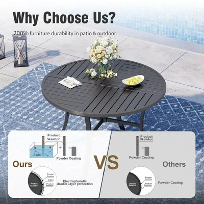 Captiva Designs 5pc Patio Dining Set Steel Frame Table With Umbrella Hole & Textilene Reclining Foldable Chairs 3 Captiva Designs 5pc Patio Dining Set Steel Frame Table With Umbrella Hole & Textilene Reclining Foldable Chairs