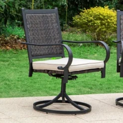 7pc Patio Dining Set With 360 Swivel Chairs With Cushions And Rectangle Steel Table - Captiva Designs -Furniture GUEST 9b93c436 73e9 4ea2 aec1 74bb0d34e18b
