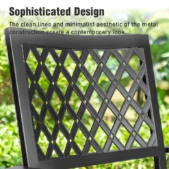 Captiva Designs 9pc Spacious Slat-top Square Metal Table With Umbrella Hole & Swivel Steel Chairs -Furniture GUEST 9ced770c c019 4c59 a2b9 5a3aa86fef46 1