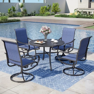 Captiva Designs 5pc Patio Dining Steel Table & Textilene 360 Degree Swivel Chairs 17 Captiva Designs 5pc Patio Dining Steel Table & Textilene 360 Degree Swivel Chairs - Image 15