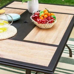 7pc Patio Dining Set With 360 Swivel Chairs & Rectangle Steel & Plastic Tabletop - Captiva Designs -Furniture GUEST 9e1f862f 9fd3 4b6a 85ae 0652960978e7