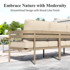 Captiva Designs 4 Pieces Outdoor Patio Wood-Like Furniture Conversation Set With Ultra Thick Cushion And Nesting Coffee Table -Furniture GUEST 9e3bf250 1ad1 4ab3 ad58 408d5bd69e3f