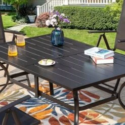 7pc Patio Set With Rectangle Table & Reclining Sling Chairs With Armrests - Captiva Designs -Furniture GUEST 9eaf8101 a75c 41fa 895b 9aaa3b48d28d