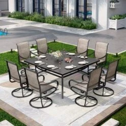 Captiva Designs 9pc Patio Slat-top Square Metal Dining Table And Padded Sling Swivel Chairs 23 Captiva Designs 9pc Patio Slat-top Square Metal Dining Table And Padded Sling Swivel Chairs -Furniture GUEST 9f9c54d2 ba05 4033 b074 d4fd92384723