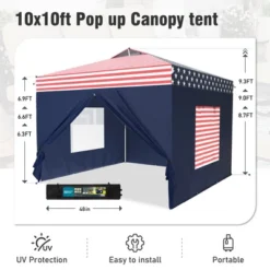 Captiva Designs 10’x10’ Pop-Up Canopy Tent With Sidewalls – Easy Setup, Waterproof, And Ventilated For Outdoor Events And Parties -Furniture GUEST a006d855 d9bf 417c 881a e94382a33f9b