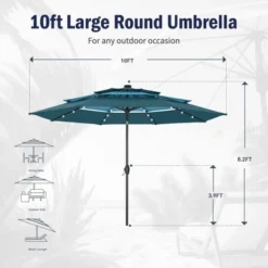 Captiva Designs 10ft Vented Patio Umbrella With 8 Sturdy Ribs For Garden, Poolside & Lawn -Furniture GUEST a0d9b5c6 6033 4d34 b429 b6b8bce6d188