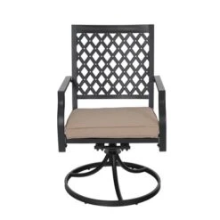 7pc Metal Patio Dining Set With Rectangular Umbrella Table & 6 Swivel Chairs - Captiva Designs -Furniture GUEST a0dead87 a25d 4cde 8862 7642c89df2ed