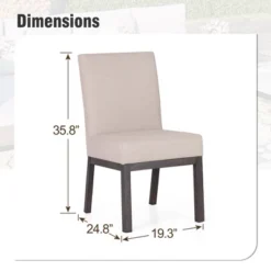 Captiva Designs 5pc Patio Dining Round Wood-look Table With Umbrella Hole & Assorted Cushioned/Textilene Chairs -Furniture GUEST a27c29d0 b40e 40d8 9750 b97bfdc945c2