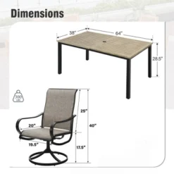 Captiva Designs 7pc Outdoor Patio Rectangle Metal Dining Table & Grayish Brown Textilene Swivel Chairs 26 Captiva Designs 7pc Outdoor Patio Rectangle Metal Dining Table & Grayish Brown Textilene Swivel Chairs -Furniture GUEST a3b62f2d 19c9 46af ae66 e568d0eee552