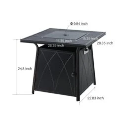 5pc Patio Dining Set With Square Steel Fire Pit With Faux Wood Tabletop & Rattan 360 Swivel Chairs - Captiva Designs -Furniture GUEST a4372dd9 9afa 4a25 9eb4 6d231b4034a2