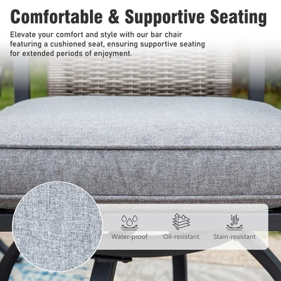 Captiva Designs 5pc Outdoor Patio Metal Bar Height Table & Bar Swivel Chair With Cushion And Armrest 13 Captiva Designs 5pc Outdoor Patio Metal Bar Height Table & Bar Swivel Chair With Cushion And Armrest - Image 11