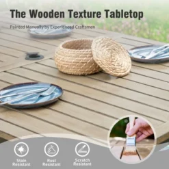 Captiva Designs 7pc Patio Dining Driftwood Finished Rectangle Steel Table & Metal Arm Chairs 19 Captiva Designs 7pc Patio Dining Driftwood Finished Rectangle Steel Table & Metal Arm Chairs -Furniture GUEST a585f5fe 8f4b 46df 8ee5 a7ec6d9fb657 1