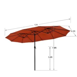 13' X 6.5' Rectangular Outdoor Patio Market Umbrella - Captiva Designs -Furniture GUEST a625d7fb bd28 4b45 bce8 799a2798b46c