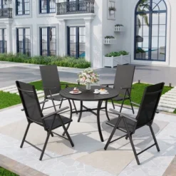 Captiva Designs 5pc Patio Dining Set Steel Frame Table With Umbrella Hole & Textilene Reclining Foldable Chairs 31 Captiva Designs 5pc Patio Dining Set Steel Frame Table With Umbrella Hole & Textilene Reclining Foldable Chairs -Furniture GUEST a64e8785 89f6 4ef4 9729 2f400f8fa3c4