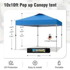 Captiva Designs 10’ X 10’ Outdoor Pop-Up Canopy Tent - Portable Sun Shelter For Camping & Events (Blue) -Furniture GUEST a6fda344 1f9e 4c88 b624 9f67914864b4
