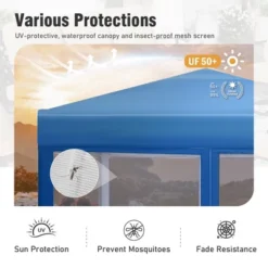 Captiva Designs 10x10 Ft Pop-Up Canopy Tent With UV Protection, Mesh Sidewalls, And Easy Setup Roller Bag, Beige -Furniture GUEST a7382ba5 91ac 4074 a445 613f326fb9f0